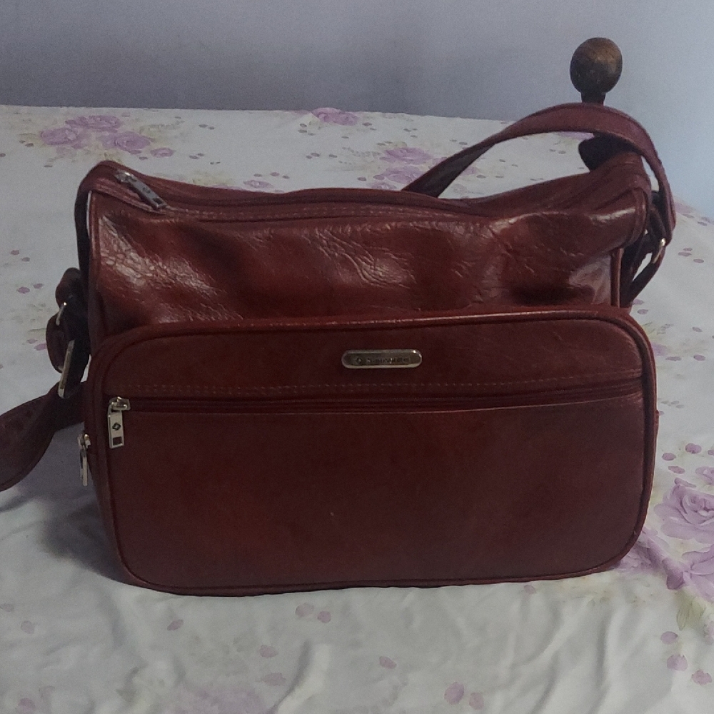 Vintage Samsonite Chestnut Brown Leather Travel Bag Fir Women And Men